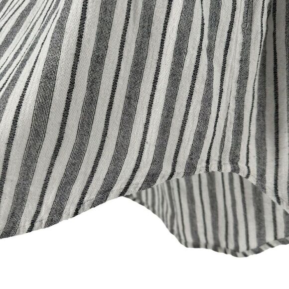 Lucky Brand Top Striped Long Sleeve Roll Tab Size S Black White Bohemian Casual - Picture 5 of 6